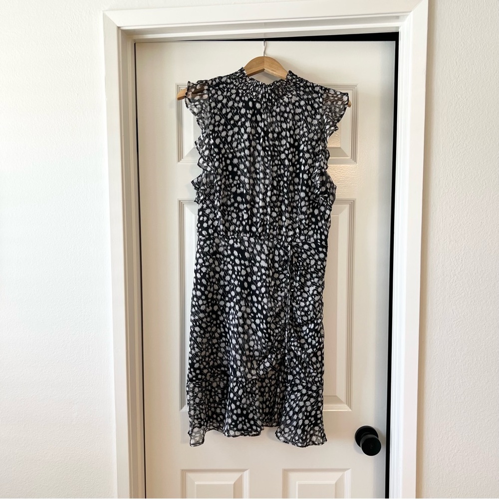 👗 SAM EDELMAN Dress - Black & White Mini with Ruffle - Size 10